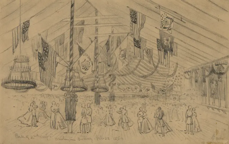 Ball of 2nd Corps–Washington’s birthday av Edwin Forbes