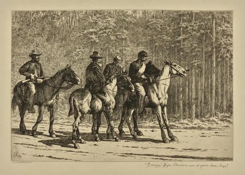 Bummers. They’re Johnnies as sure as you’re born, boys!. av Edwin Forbes