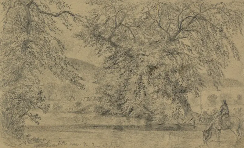 Läger vid Little River, Va. Marschen mot Gettysburg av Edwin Forbes
