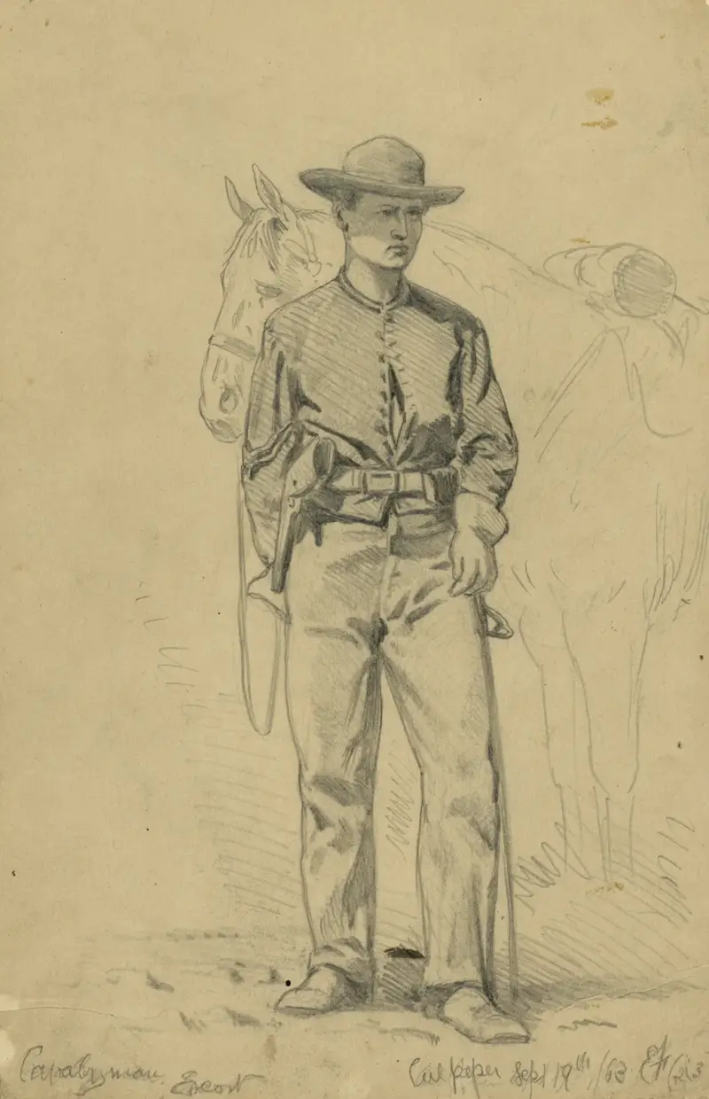 Cavalryman escort, Culpeper av Edwin Forbes