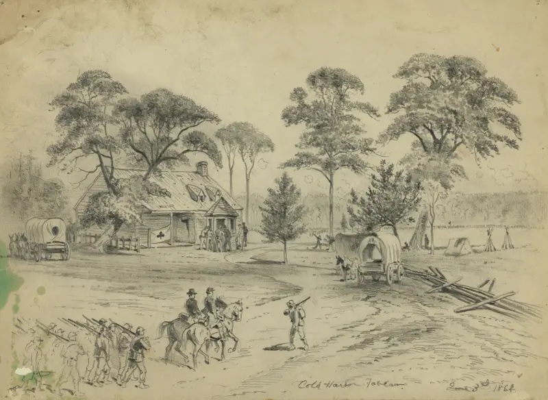 Cold Harbor Tavern, June 3, 1864 av Edwin Forbes