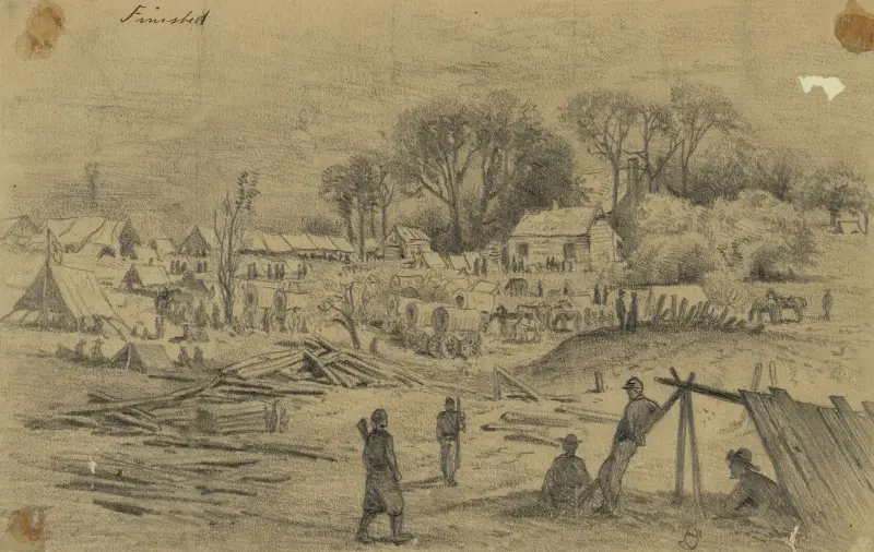 Feldlazarett des 5. Korps (General Warren) bei Spotsylvania Court House, Virginia von Edwin Forbes