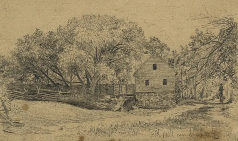 Gammal kvarn nära Warrenton, 2 augusti 1863 av Edwin Forbes