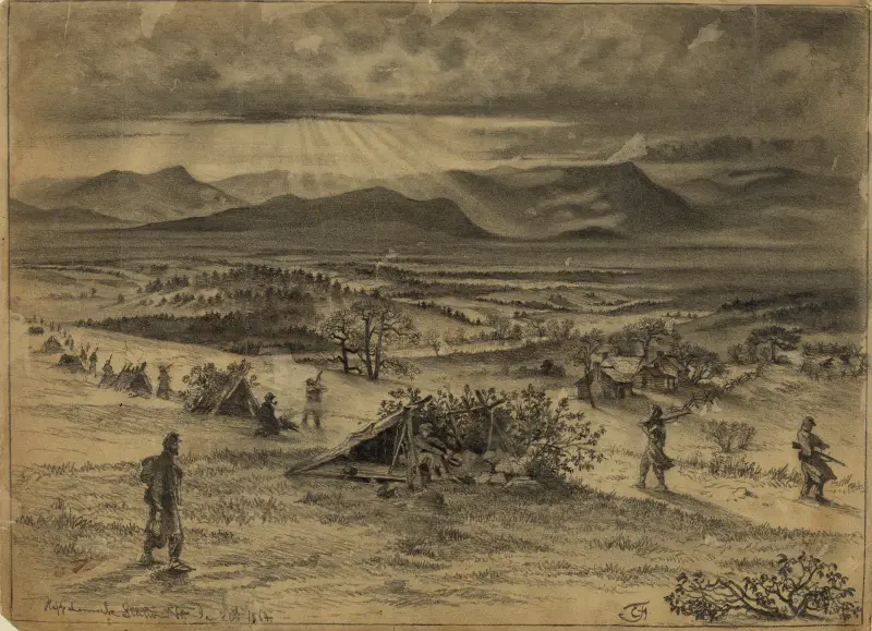 På posteringen vid Freeman's Ford, Rappahannock River av Edwin Forbes