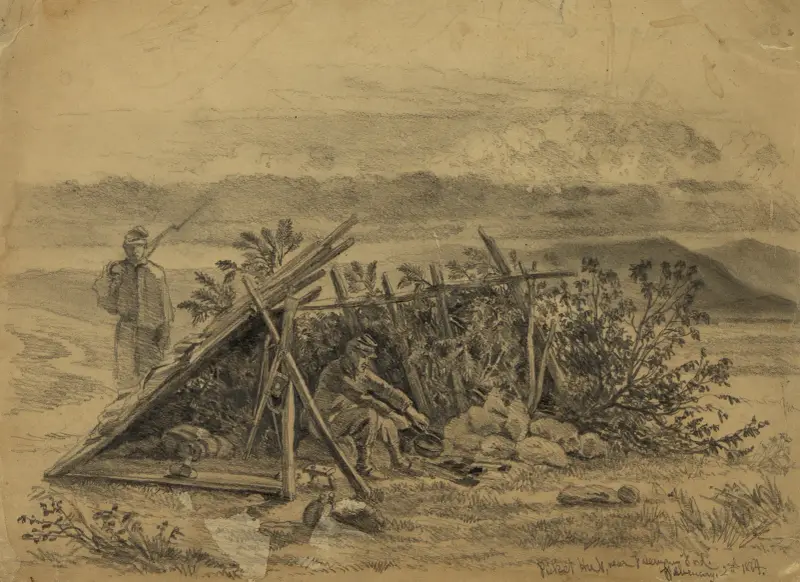 Picket hut, near Freemans Ford av Edwin Forbes