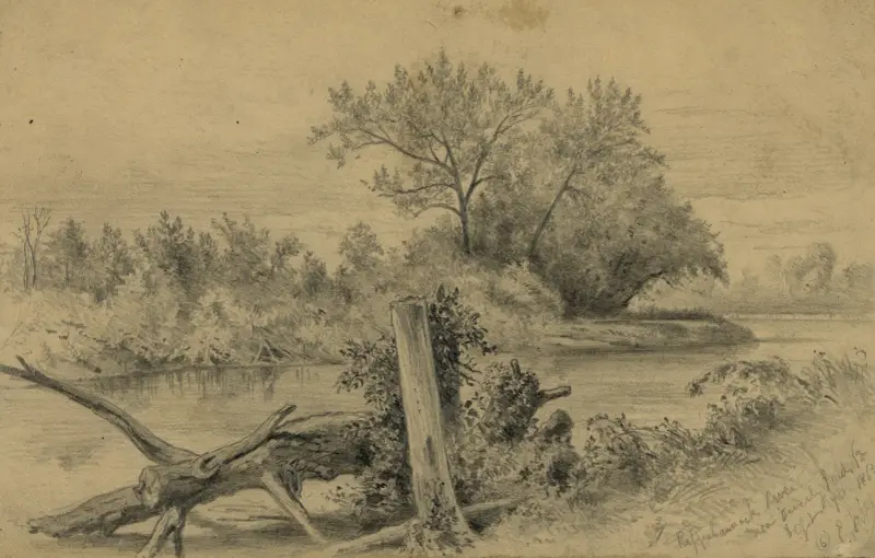 Rappahannock River vid Beverly Ford, Va. 9 september 1863 av Edwin Forbes