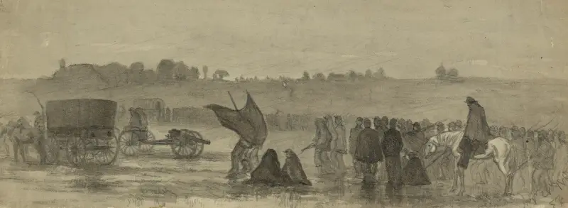 Rückzug der Armee am Rappahannock (Gen. Pope) nach Groveton, Manassas Junction von Edwin Forbes