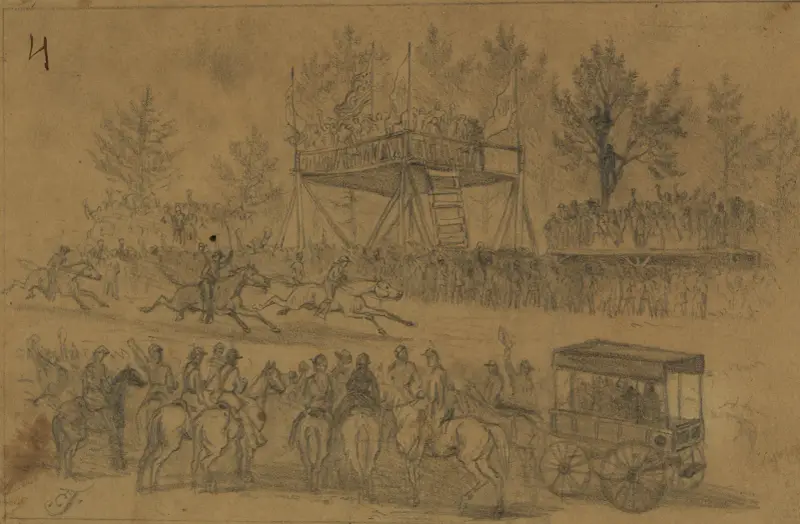 St. Patrick’s Day in the army–The grand stand av Edwin Forbes