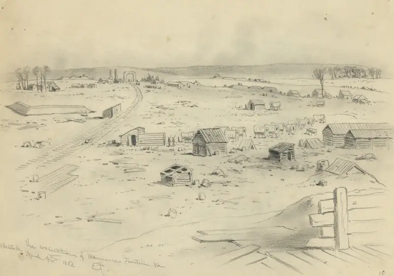 Evakueringen av Manassas Junction, Virginia av Edwin Forbes