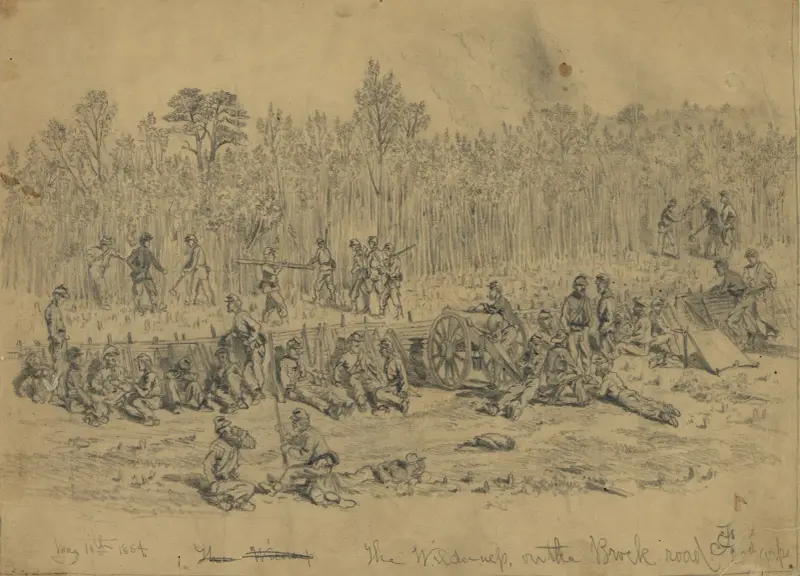 Vildmarken, på Brock-vägen, 2:a kåren – 11 maj 1864 av Edwin Forbes