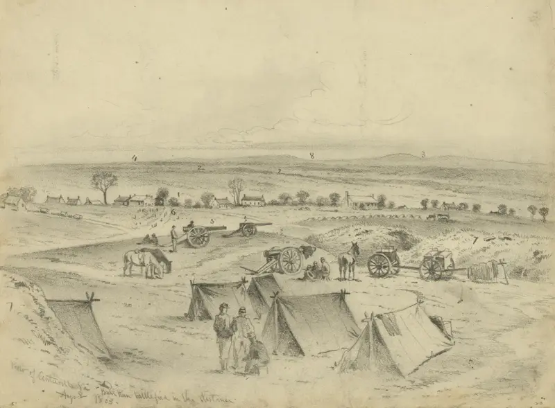 Utsikt mot Centreville, Virginia. Bull Run-slagfältet i fjärran. Augusti 1863 av Edwin Forbes