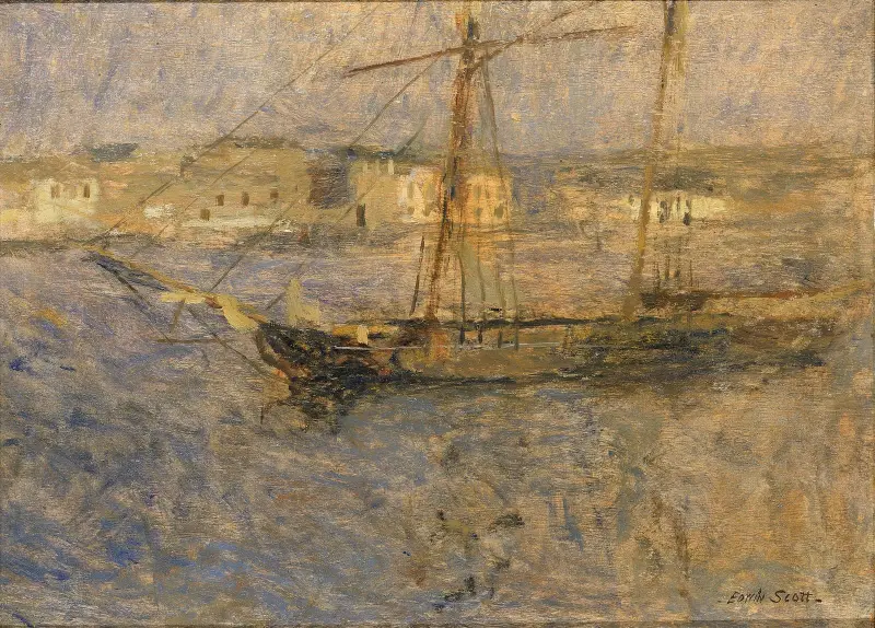 Fartyg till ankars, Cherbourg nr I av Frank Edwin Scott