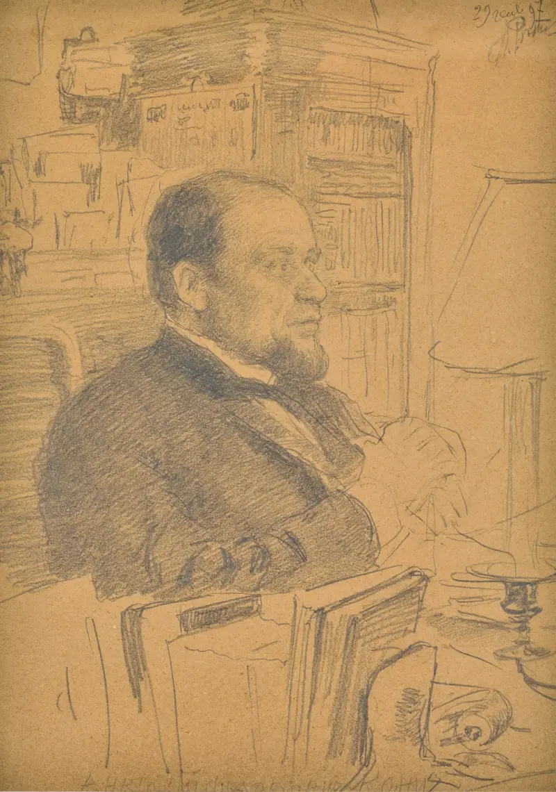 Portrait of Anatoly Fedorovich Koni av Ilya Efimovich Repin