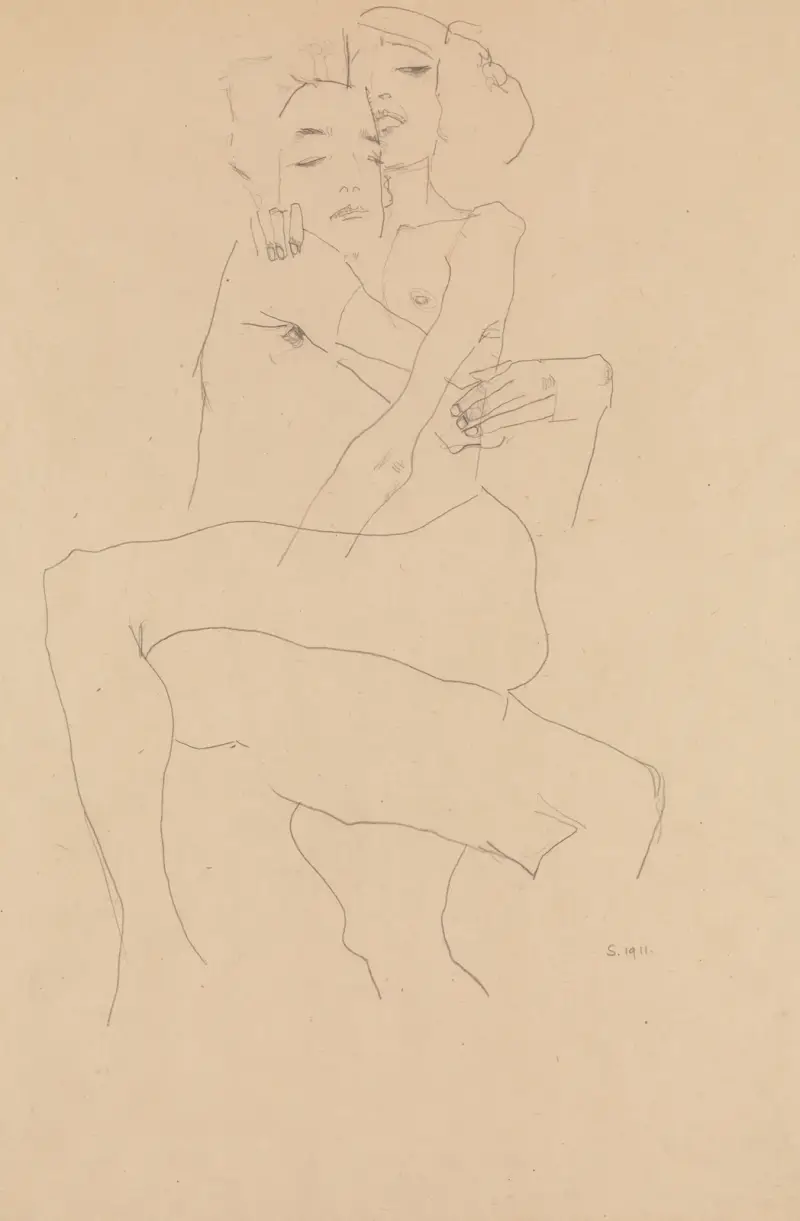 Objímající se pár, Egon Schiele