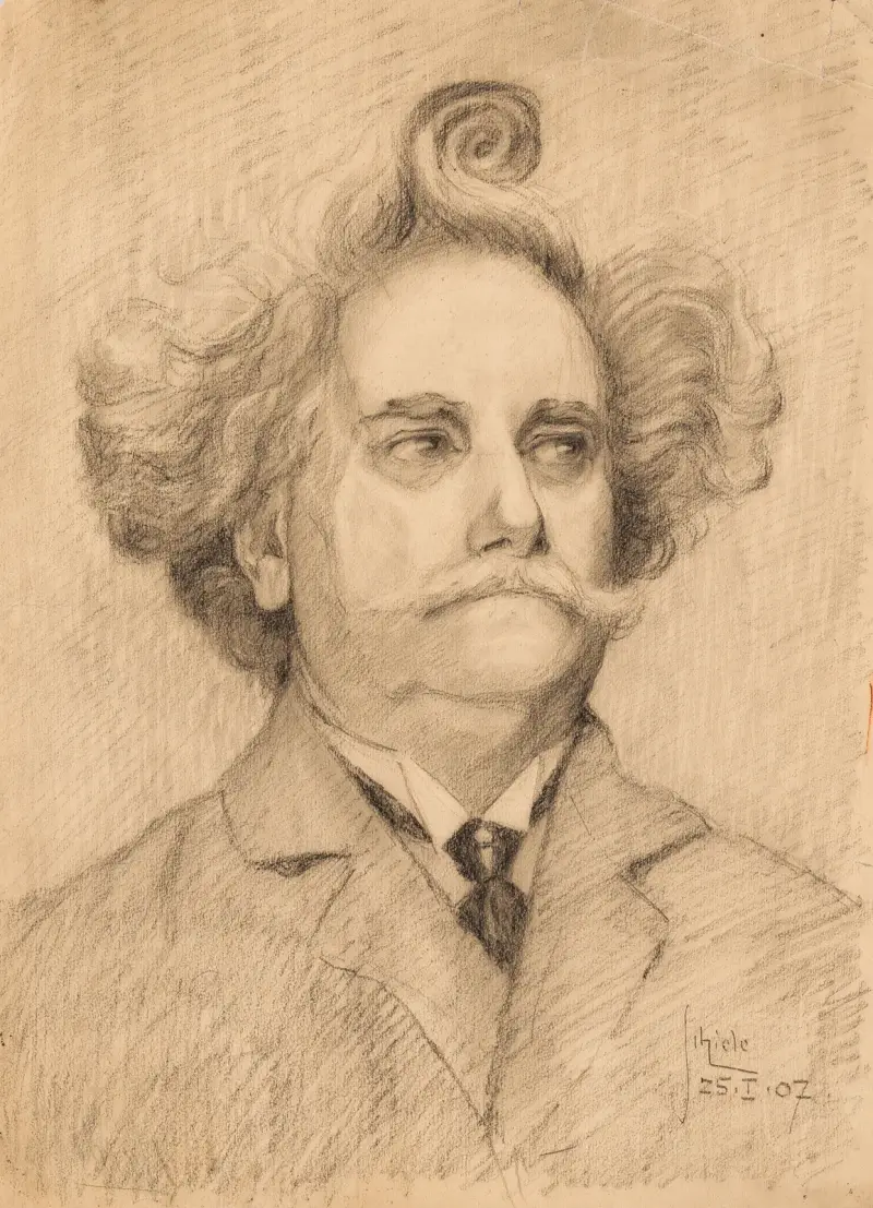 Herrenporträt mit Haartolle av Egon Schiele