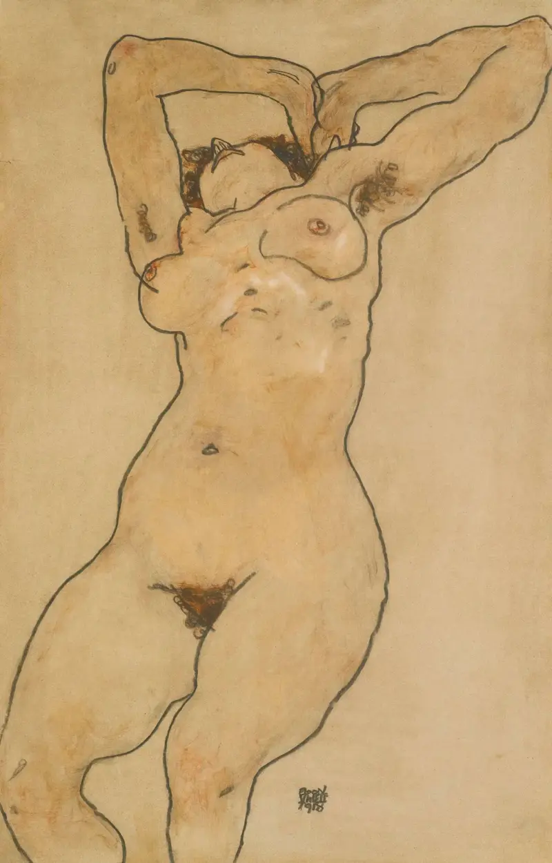 Ležící akt, 1918 – č. 1, Egon Schiele