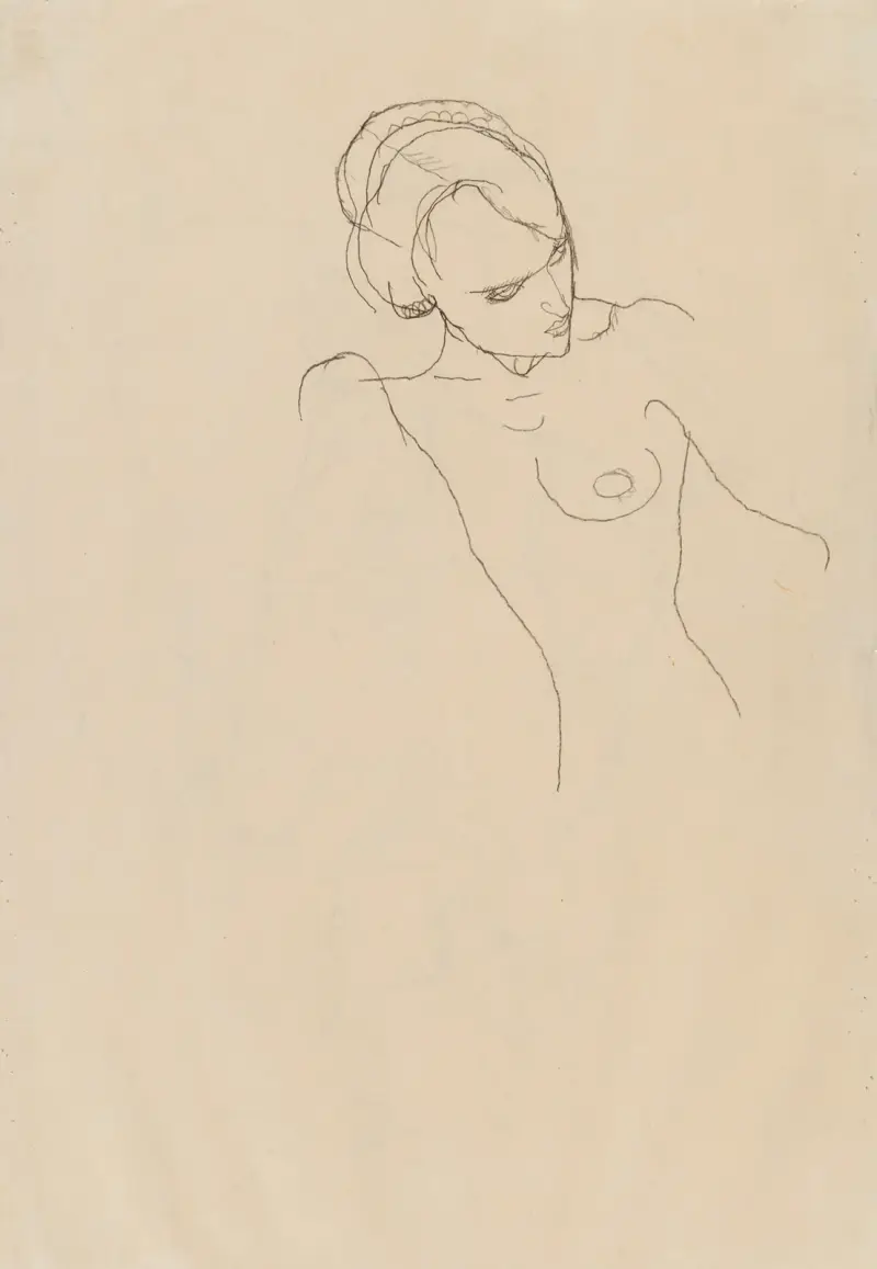 Akt dívky, 1913, Egon Schiele