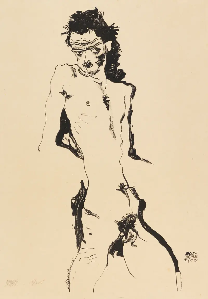 Mužský akt (Autoportrét), 1912 – Nr. 3, Egon Schiele