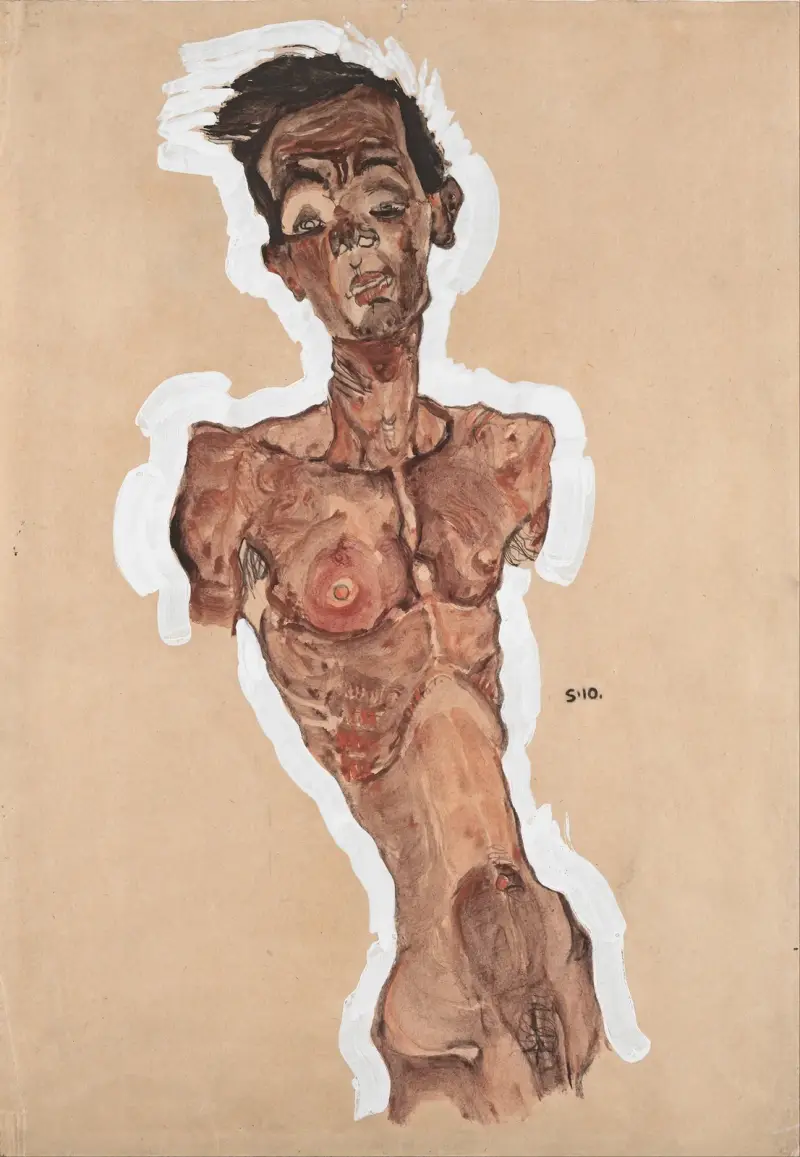Akt sebeportrét, Egon Schiele