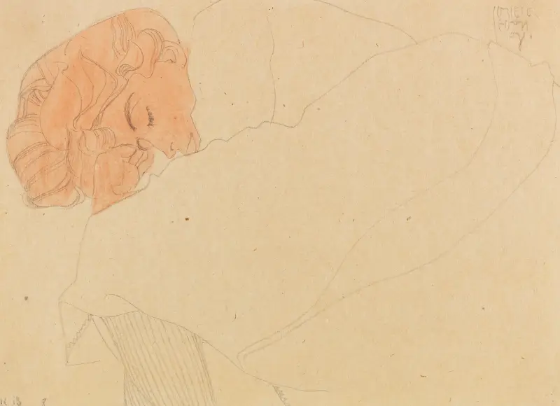 Schlafendes Mädchen (Melanie Schiele) von Egon Schiele