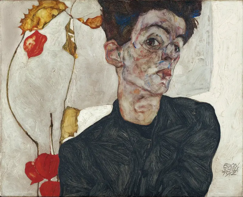 Autoportrét s mochlíkem, Egon Schiele