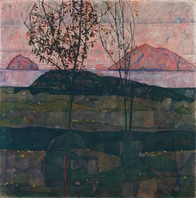Zapadající slunce, Egon Schiele