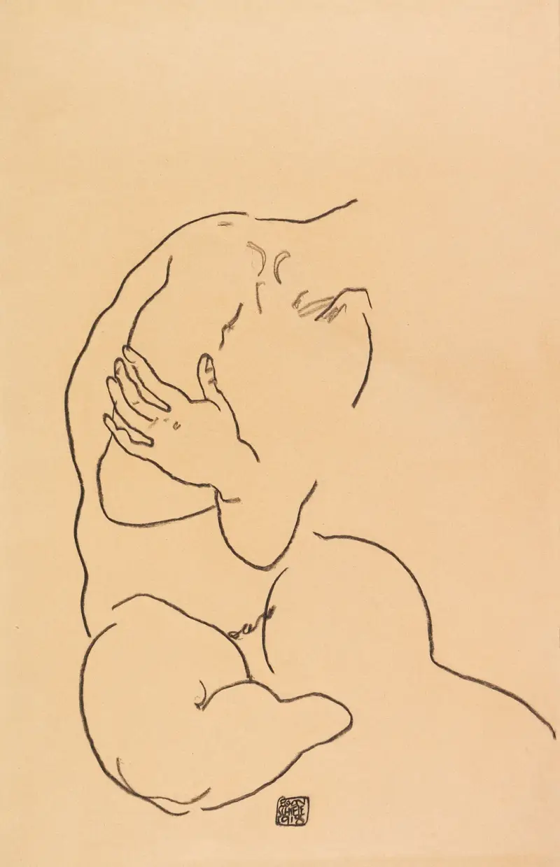 Sedící ženský tors, Egon Schiele