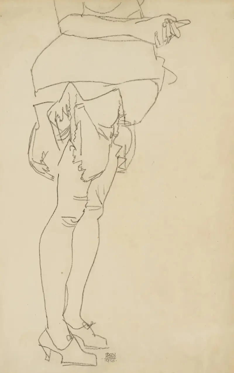 Stehend Frau, Beinstudie (Standing Woman, Leg Study) av Egon Schiele