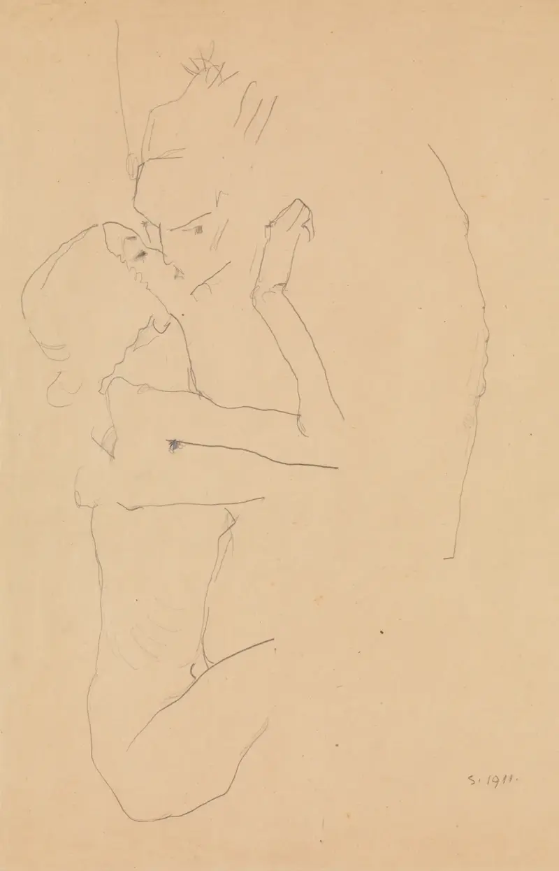 Pocałunek, Egon Schiele