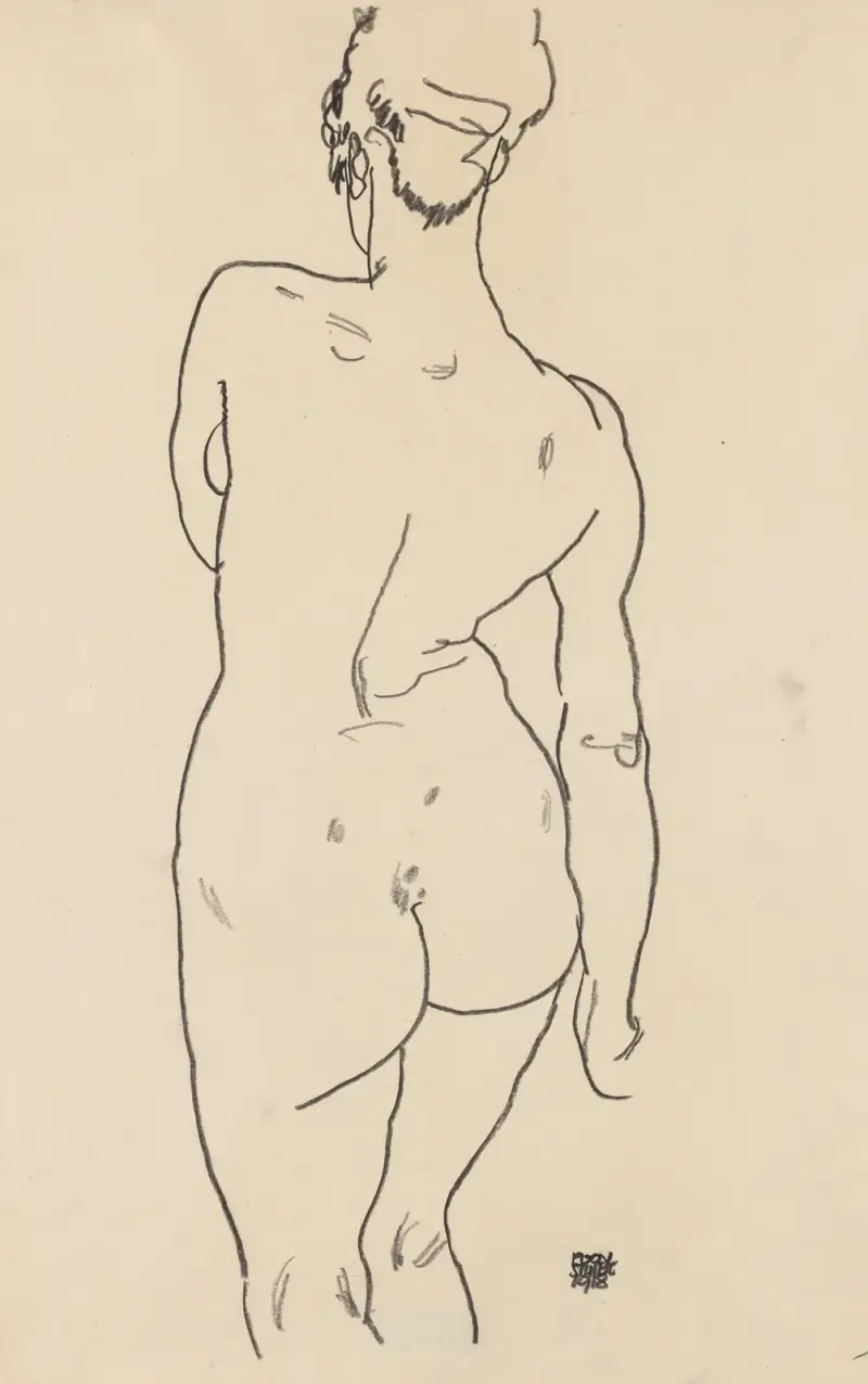 Weiblicher Rückenakt av Egon Schiele