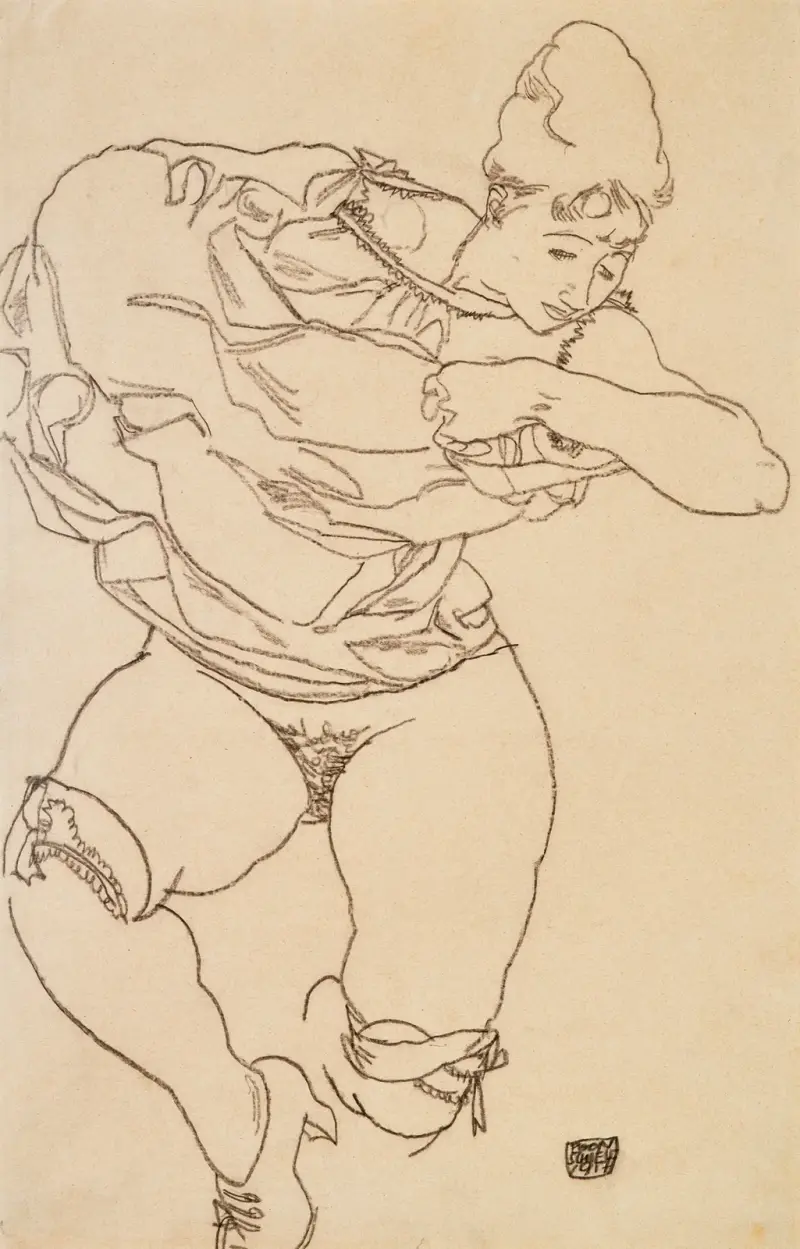 Sich entkleidende Frau von Egon Schiele