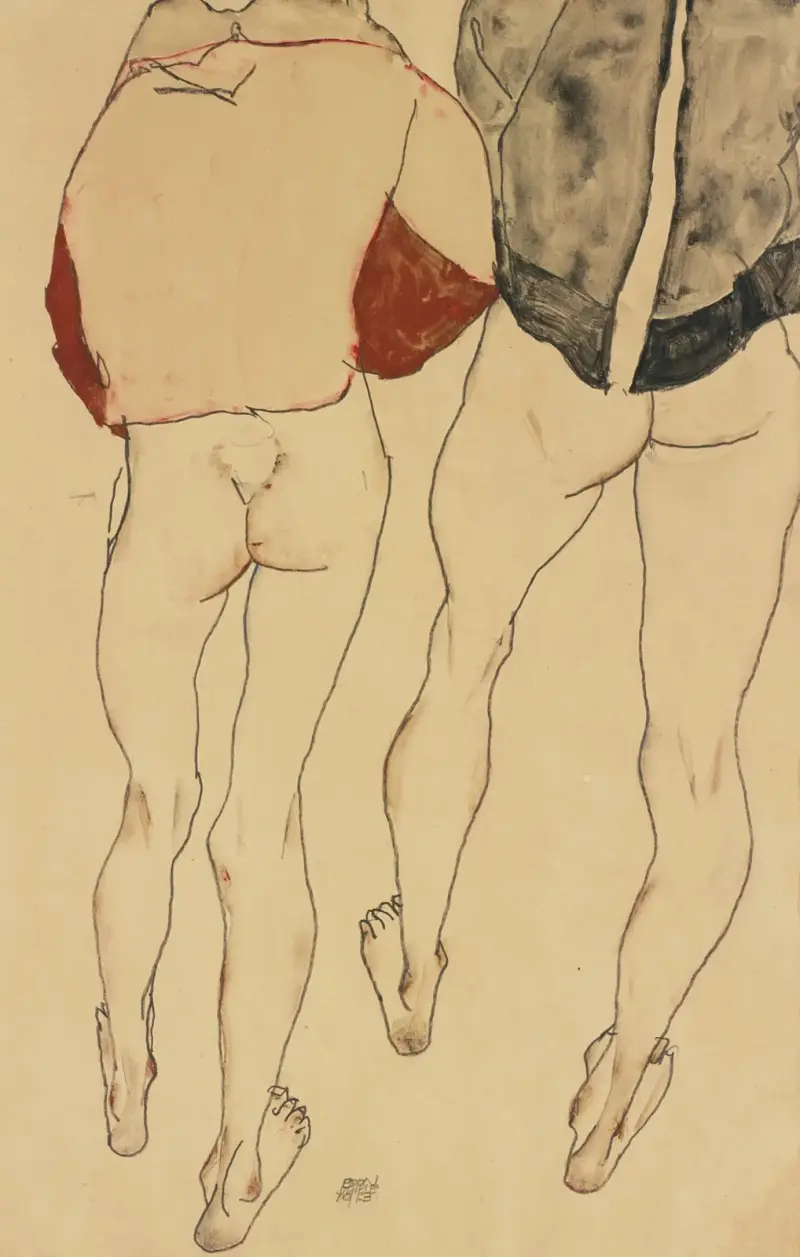Dwie stojące półnagie kobiety, Egon Schiele