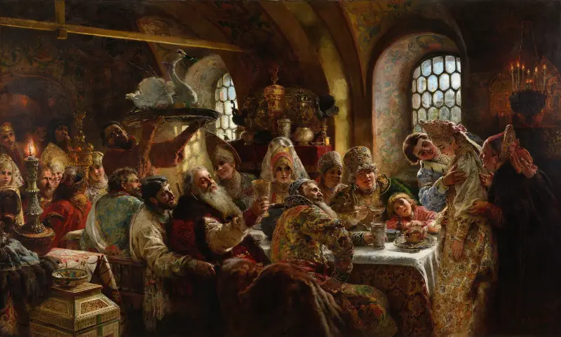 Ein Bojarenhochzeitsfest von Konstantin Egorovich Makovsky