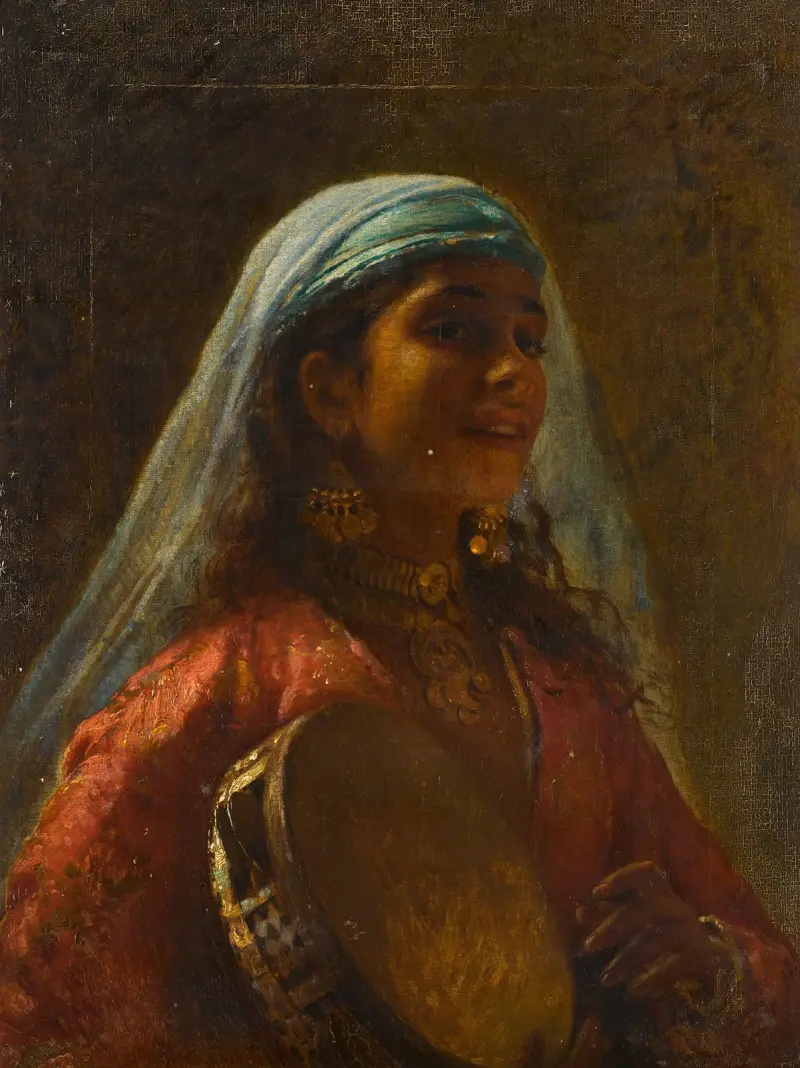 Egyptian Girl with a Tambourine av Konstantin Egorovich Makovsky