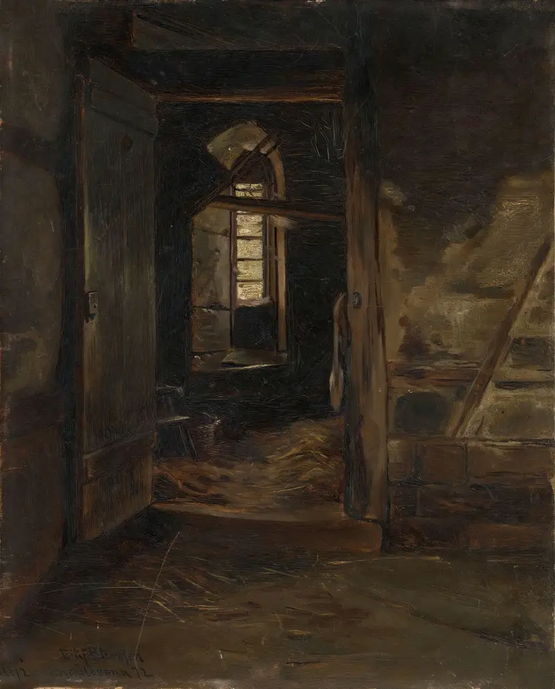 Interiér z kravína, Eilif Peterssen