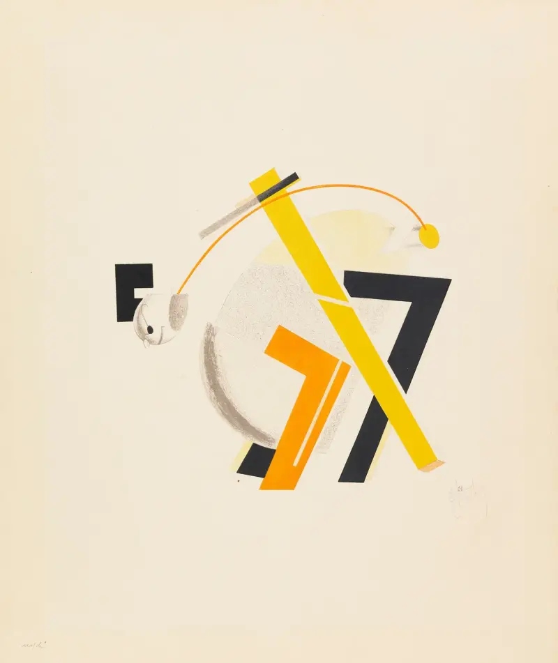 Ein alter Mann, sein Kopf zwei Schritte hinter (Alter) von El Lissitzky