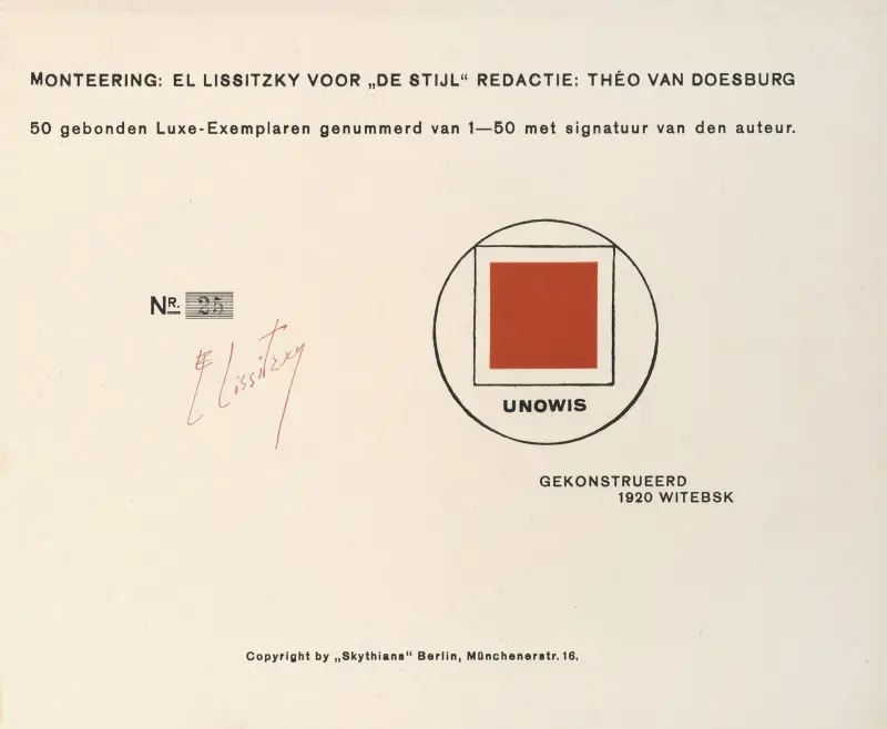 Suprematisk utsöndring av två kvadrater i 6 konstruktioner Pl. 11 av El Lissitzky