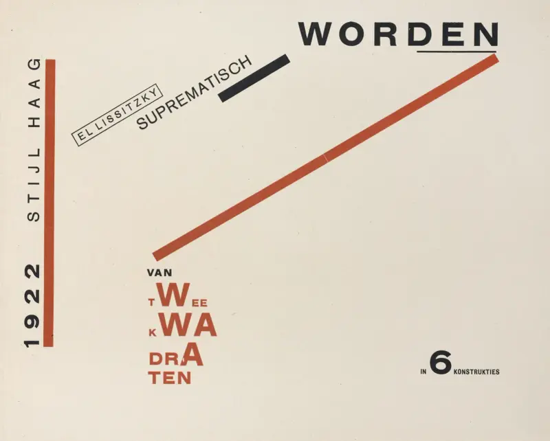 Suprematisk utformning av två kvadrater i 6 konstruktioner Pl. 4 av El Lissitzky