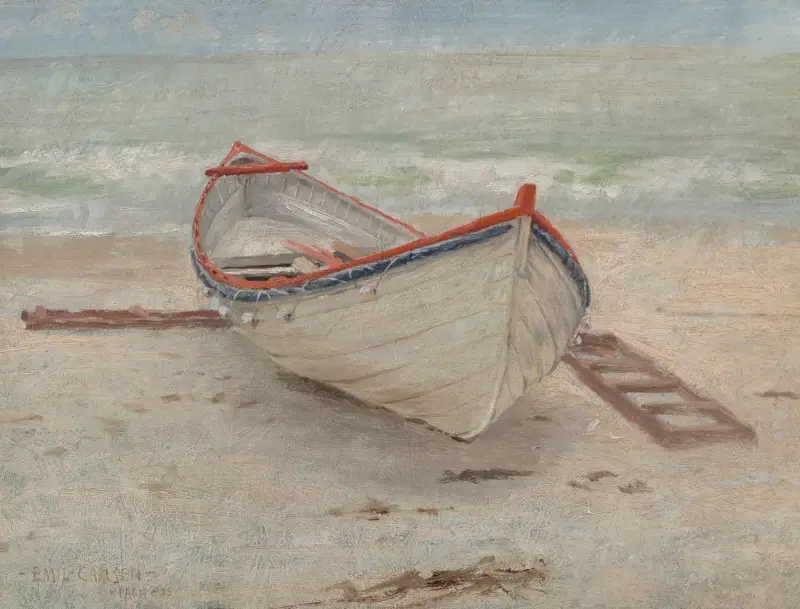 Fishing Boat on Shore av Emil Carlsen