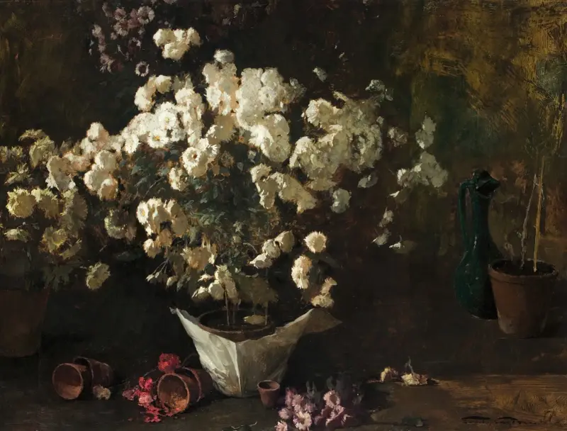 Still Life of Chrysanthemums av Emil Carlsen