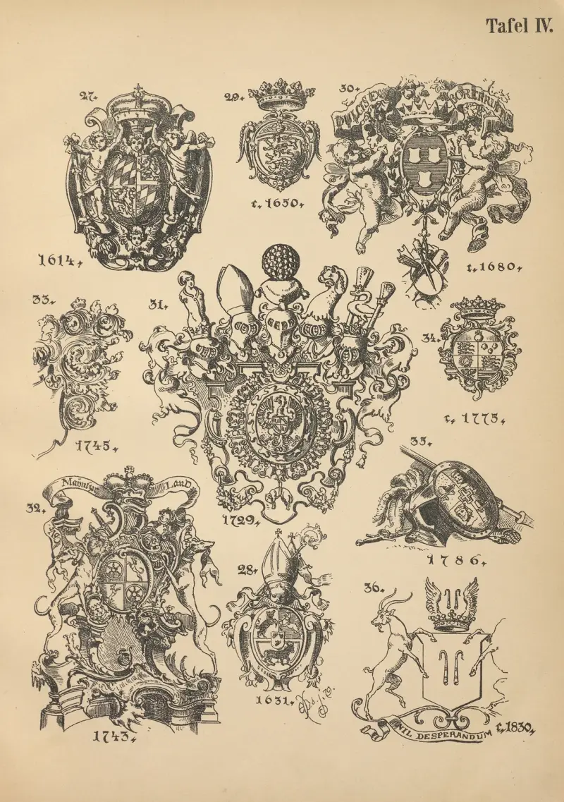 Heraldisk handbok för vänner av heraldik, plansch 4 av Emil Doepler