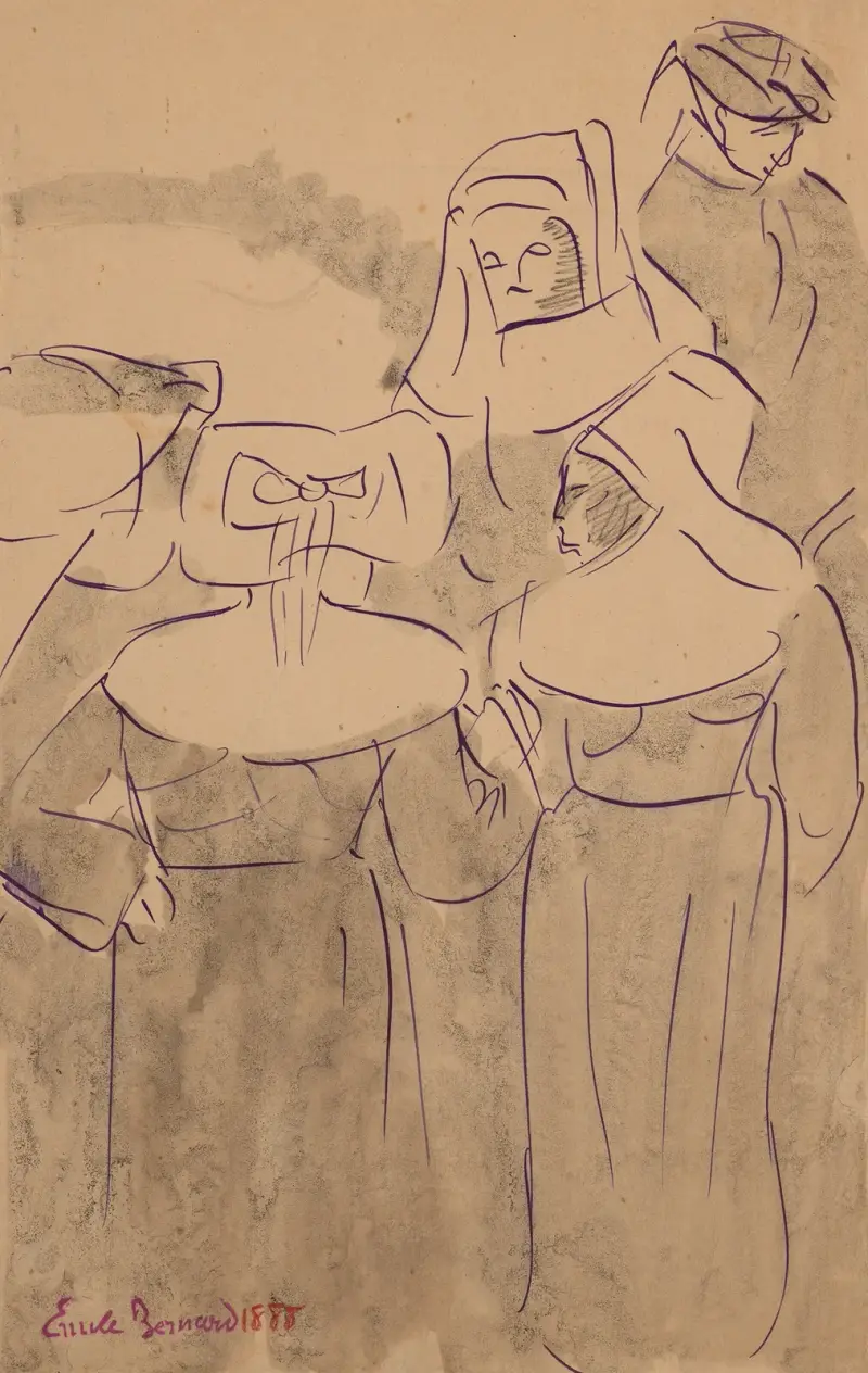 Fem bretonska figurer av Emile Bernard