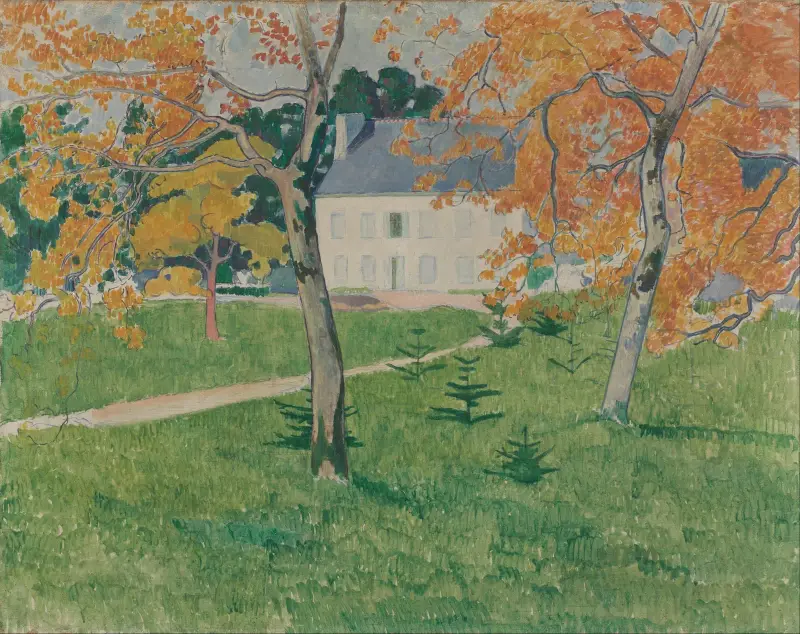 Hus bland träd; Pont-Aven av Emile Bernard