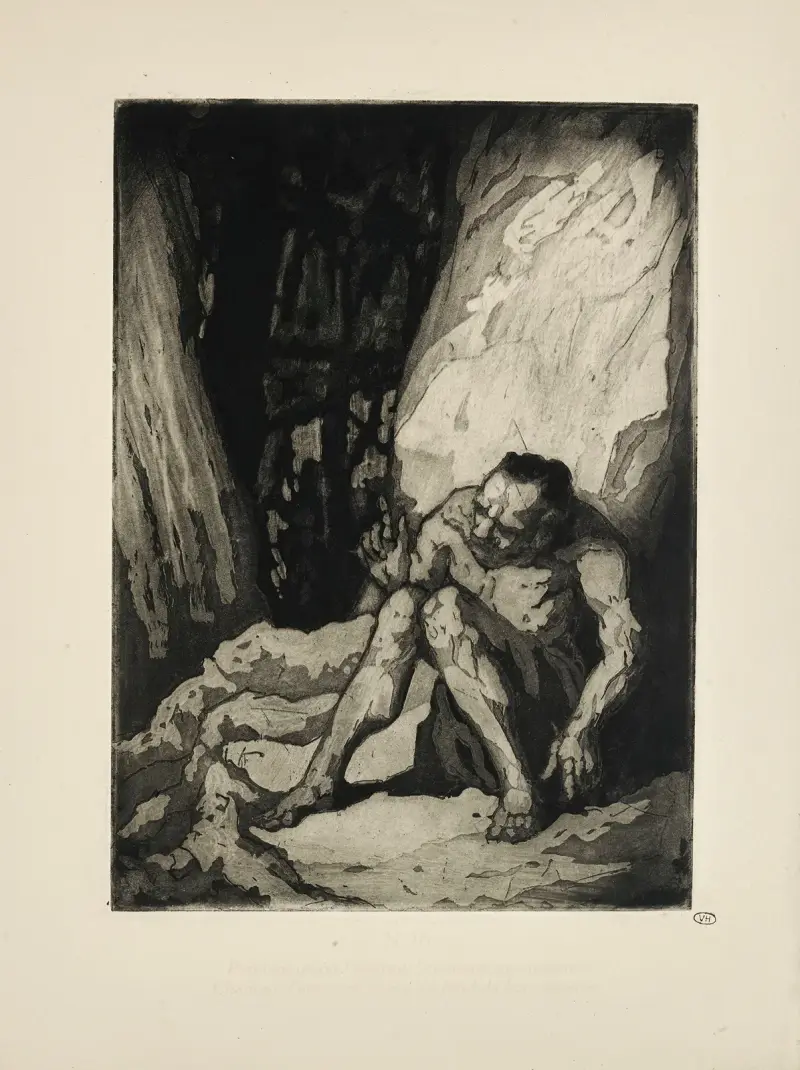 N° 16 – Pendant qu’on l’adorait, l’eunuqye son ministre Chantait d’une voix douce au fond du bois sinistre av Emile Bernard