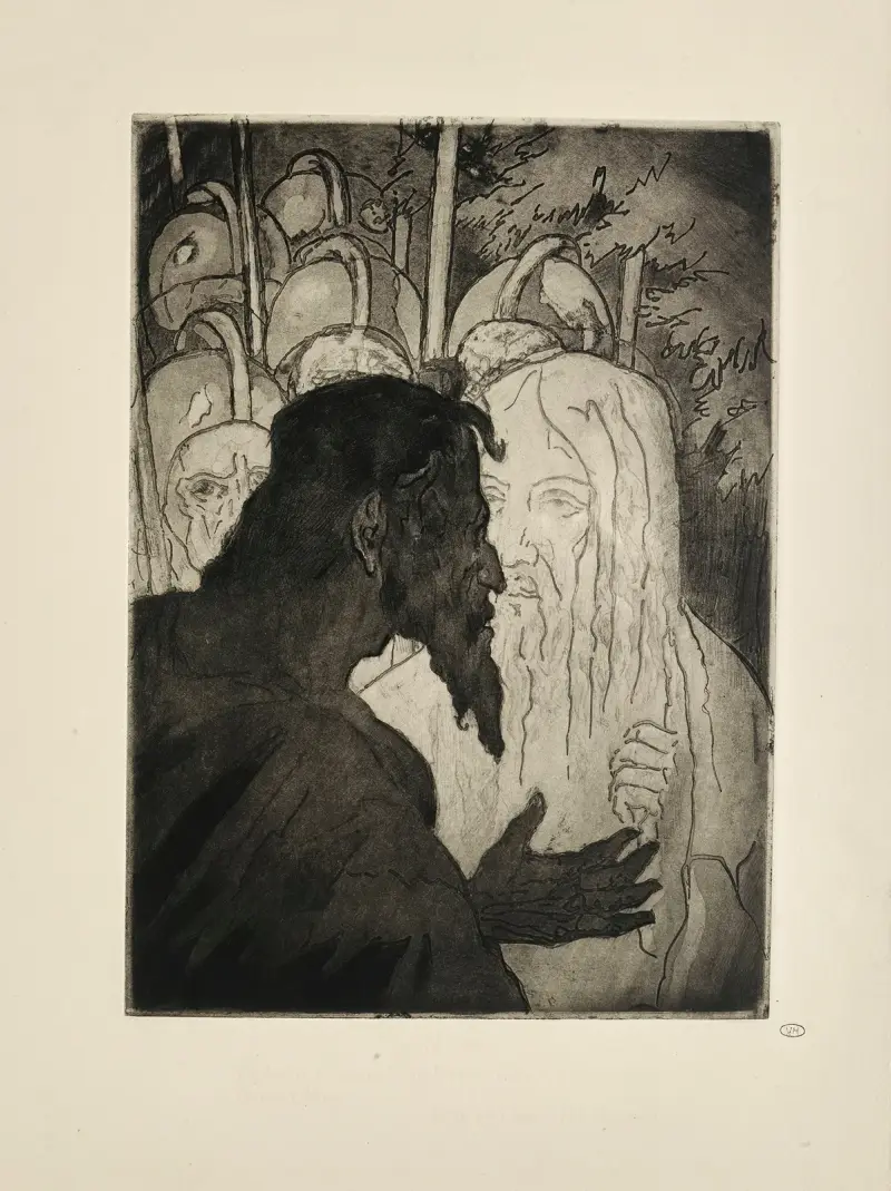 N° 35 – Et Judas s’approchant, blême et les mains crispées, Baisa Christ. Et le ciel sacré fut obscurci av Emile Bernard
