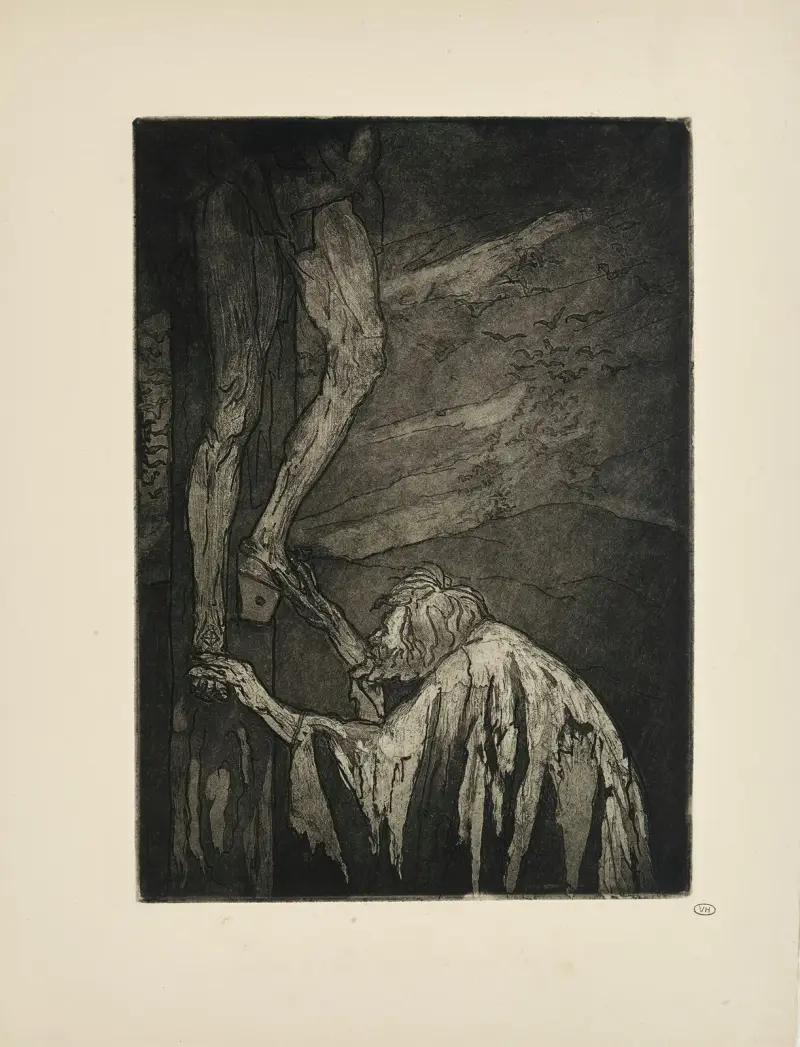 Nr 43 – Längs det mörka trädet lyfter han sina båda armar av Emile Bernard