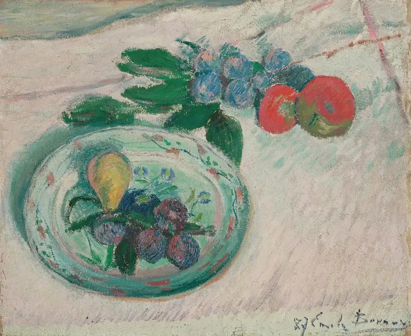 Stilleben (tallrik och frukt) av Emile Bernard