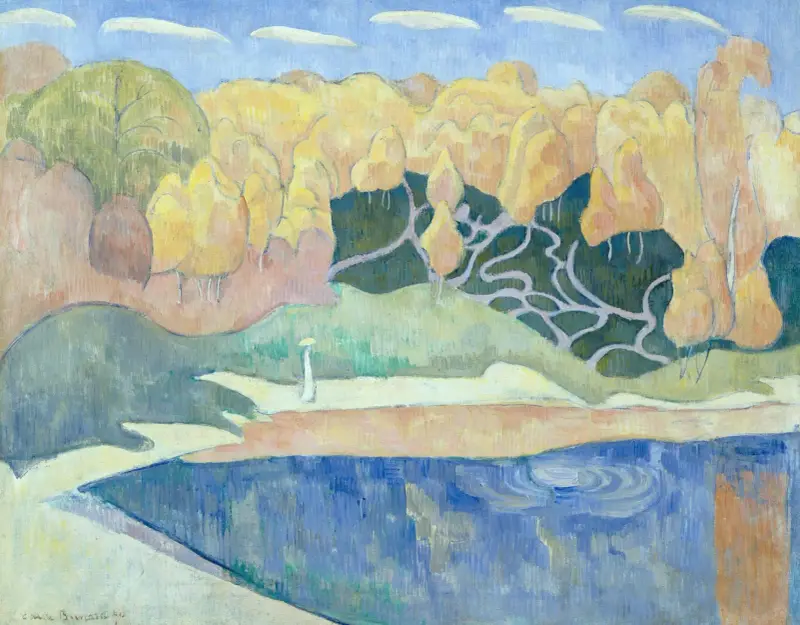Kvinna som går på stranden av Aven av Emile Bernard