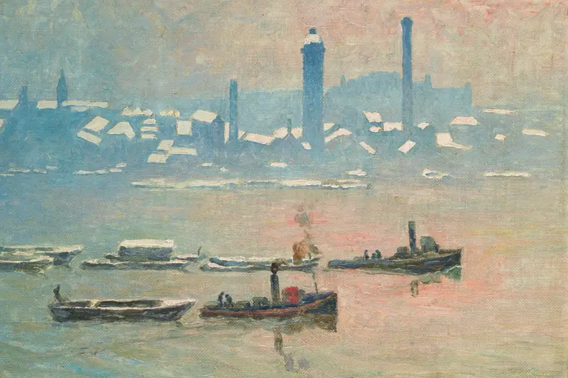 Themsen i snö av Emile Claus