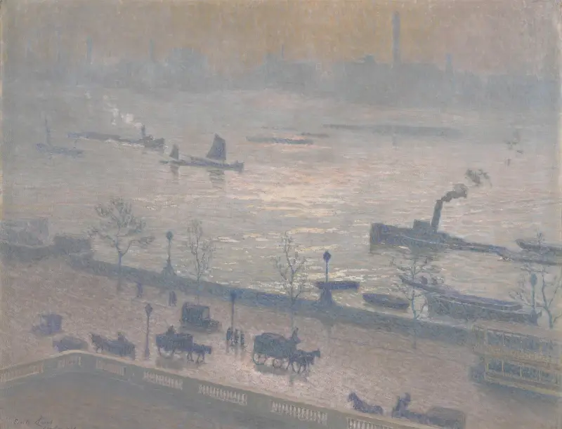 Morning Reflection on the Thames in London av Emile Claus